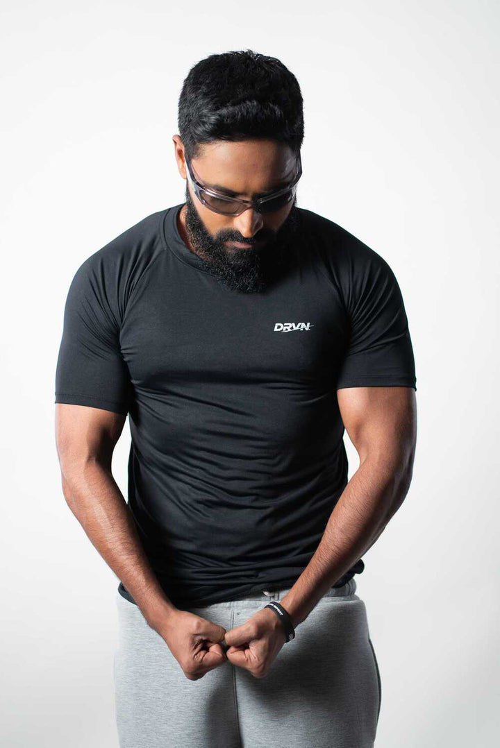 DRVN OXFORD BLACK COMPRESSION HALF SLEEVE