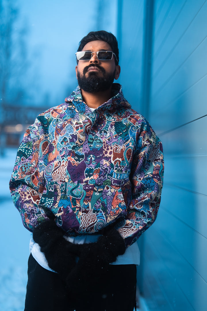 DRVN "SCRIBBLED FURY " JACQUARD HOODIE